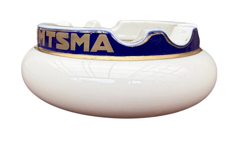 Rosenthal – Cendrier publicitaire Reemtsma – Porcelaine bleu cobalt et or – Allemagne – Art déco – circa 1928