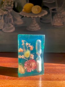 Sablier vintage fleurs séchées