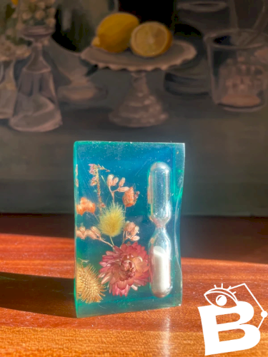 Sablier vintage fleurs séchées
