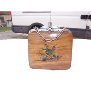 Handbag 1900 Wood leather Metal