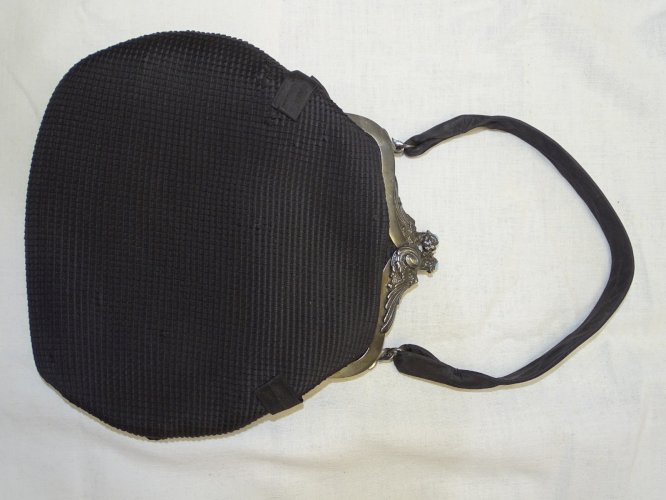 -SAC BOURSE MINAUDIERE SUVIANE PARIS 1900 FERMOIR Argenté PIERRES BLEUES    D
