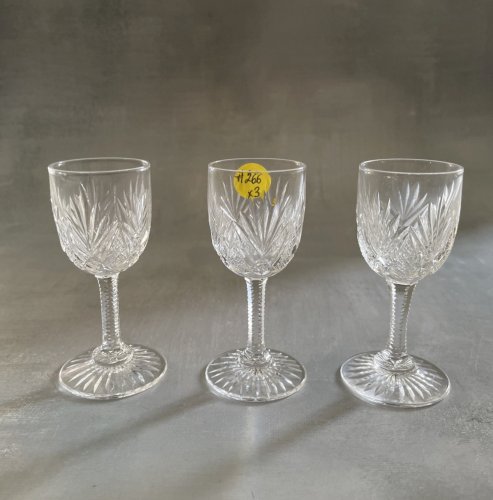 SAINT LOUIS 3 verres à liqueur cristal FLORENCE jambe taillée pied étoilée ~8cm