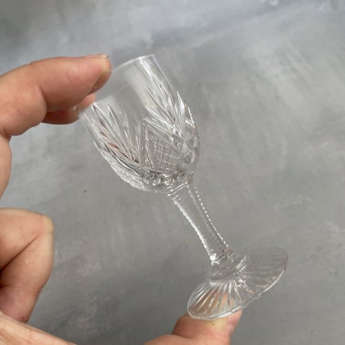SAINT LOUIS 3 verres à liqueur cristal FLORENCE jambe taillée pied étoilée ~8cm