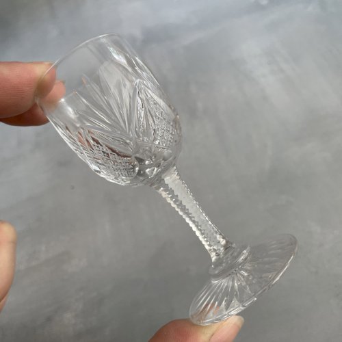 SAINT LOUIS 3 verres à liqueur cristal FLORENCE jambe taillée pied étoilée ~8cm