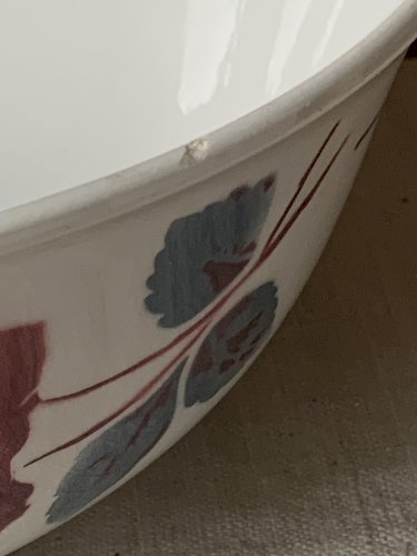 Saladier ancien Badonviller décor à la rose 