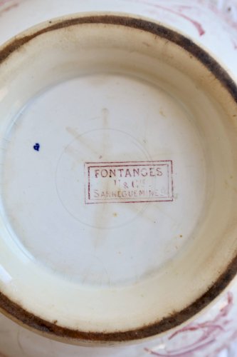 Saladier ancien terre de fer rose Sarreguemines -Modèle Fontanges
