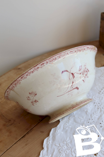 Saladier ancien terre de fer rose Sarreguemines -Modèle Fontanges