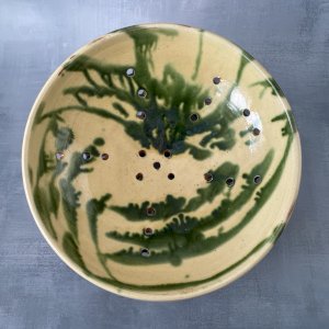 Glazed terracotta colander / fruit dish in Provençal style