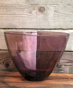 Plum-colored glass salad bowl