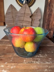 Saladier en verre soufflé bullé Biot