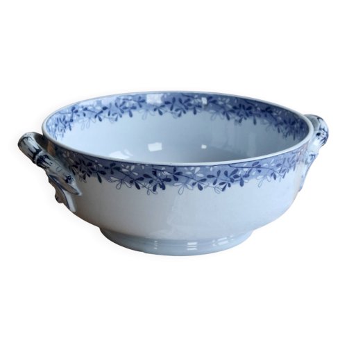 Saladier faïence ancien Sarreguemines U&C modèle Mimosa bleu