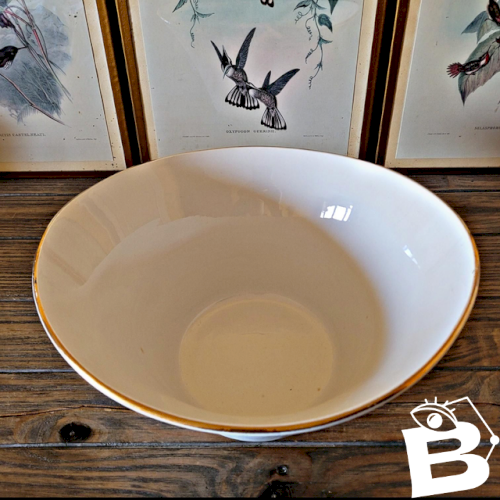 Saladier Moulin des Loups Volubilis (fleurs bleues, liseré doré)