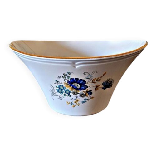 Saladier Moulin des Loups Volubilis (fleurs bleues, liseré doré)