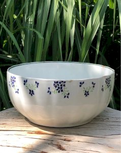 Saladier rétro vintage en faïence motifs Barbeaux