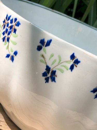 Saladier rétro vintage en faïence motifs Barbeaux