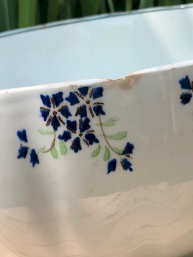 Saladier rétro vintage en faïence motifs Barbeaux