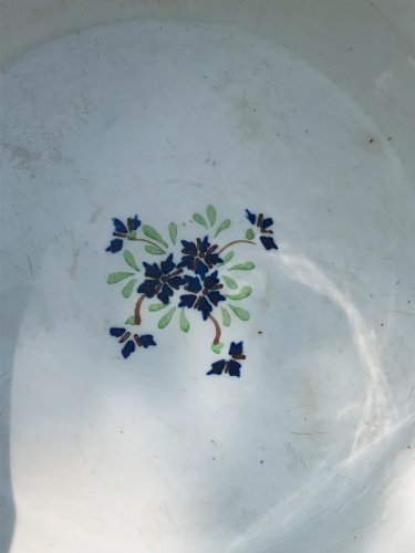 Saladier rétro vintage en faïence motifs Barbeaux