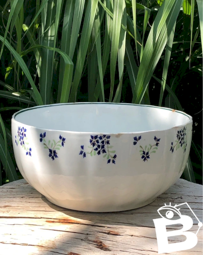 Saladier rétro vintage en faïence motifs Barbeaux