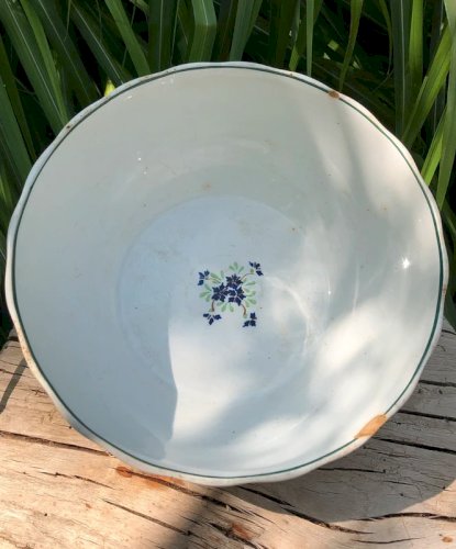 Saladier rétro vintage en faïence motifs Barbeaux