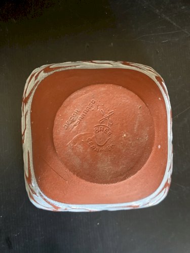 saladier vasque design oiseau  terre cuite émaillé Belge  bree Belgique poterie