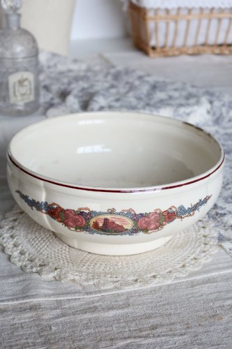 Saladier vintage en faïence Sarreguemines - Décor Obernai