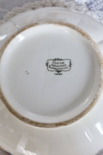 Saladier vintage en faïence Sarreguemines - Décor Obernai