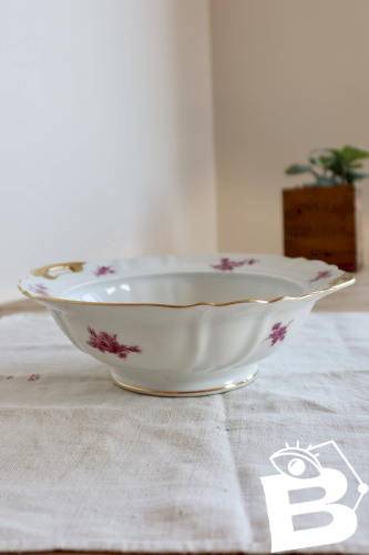 Saladier vintage en porcelaine de Limoges Ahrenfeld – Décor fleuri rose