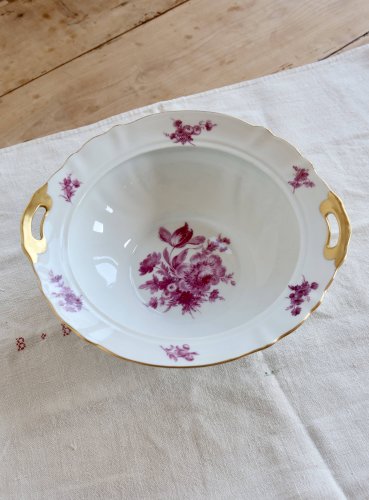 Saladier vintage en porcelaine de Limoges Ahrenfeld – Décor fleuri rose