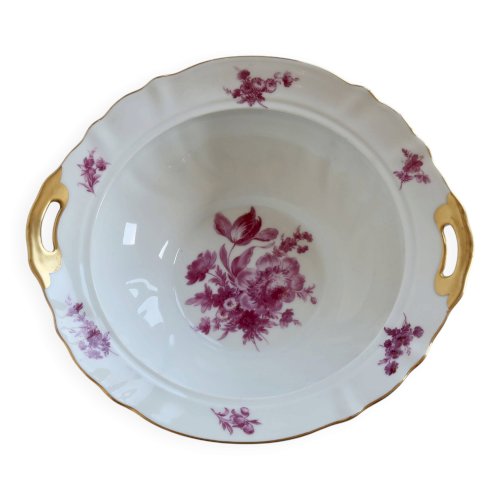 Saladier vintage en porcelaine de Limoges Ahrenfeld – Décor fleuri rose