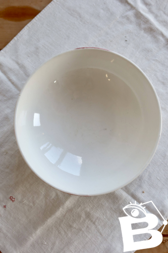 Saladier vintage Sarreguemines modèle Cibon faïence - Décor fleuri rouge