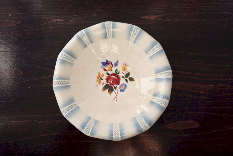 Saladier vintage Sarreguemines - Modèle Claude - Faïence fleurie