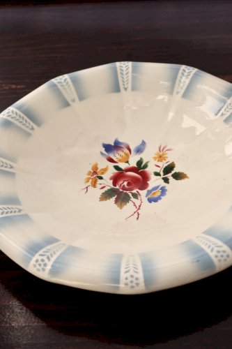 Saladier vintage Sarreguemines - Modèle Claude - Faïence fleurie