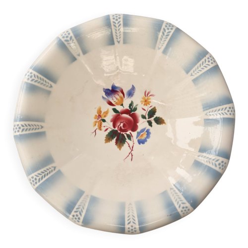 Saladier vintage Sarreguemines - Modèle Claude - Faïence fleurie