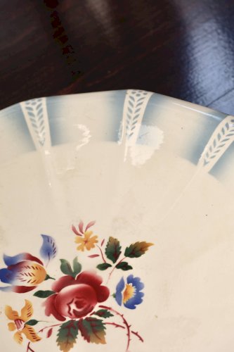 Saladier vintage Sarreguemines - Modèle Claude - Faïence fleurie