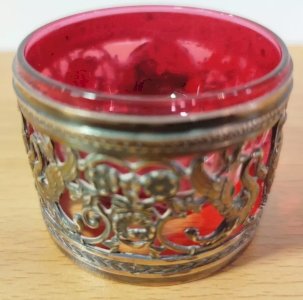 Empire SILVER SALERON Red Glass Container 7VE 19/12
