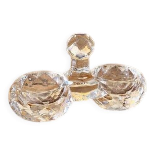 Saleron / salière double Baccarat en cristal modèle signé