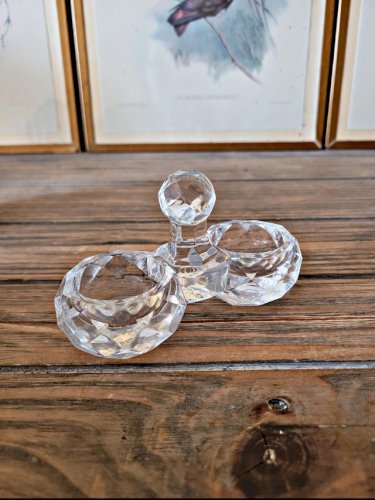 Saleron / salière double Baccarat en cristal modèle signé