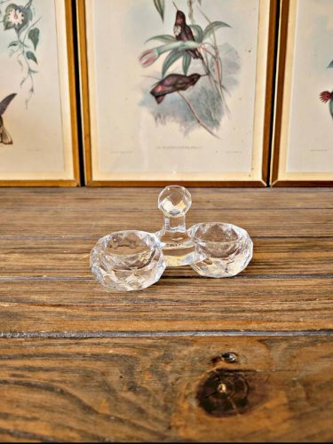 Saleron / salière double Baccarat en cristal modèle signé