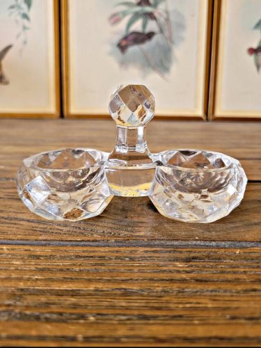 Saleron / salière double Baccarat en cristal modèle signé