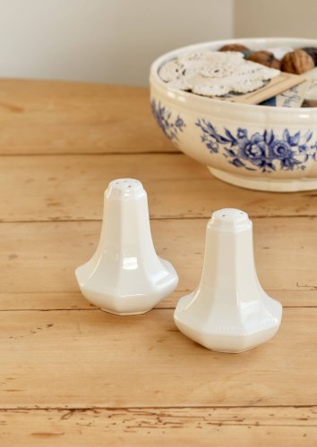 Salière et poivrier vintage porcelaine anglaise motif Perle - Johnson Broth