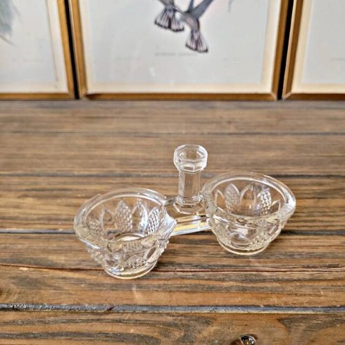 Salière poivrier (saleron double) en verre vintage