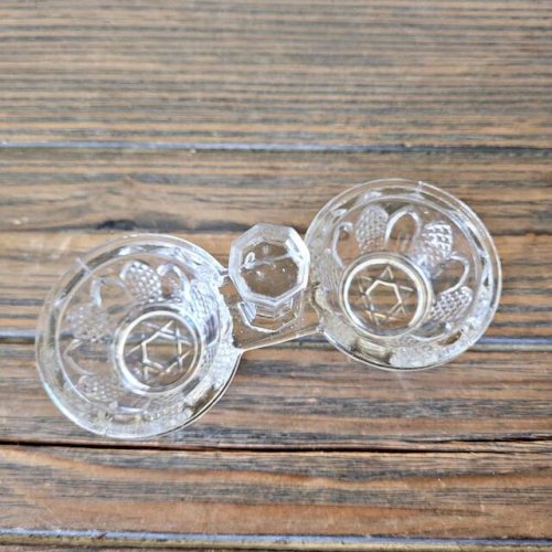 Salière poivrier (saleron double) en verre vintage