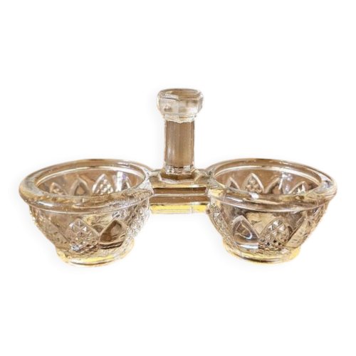 Salière poivrier (saleron double) en verre vintage