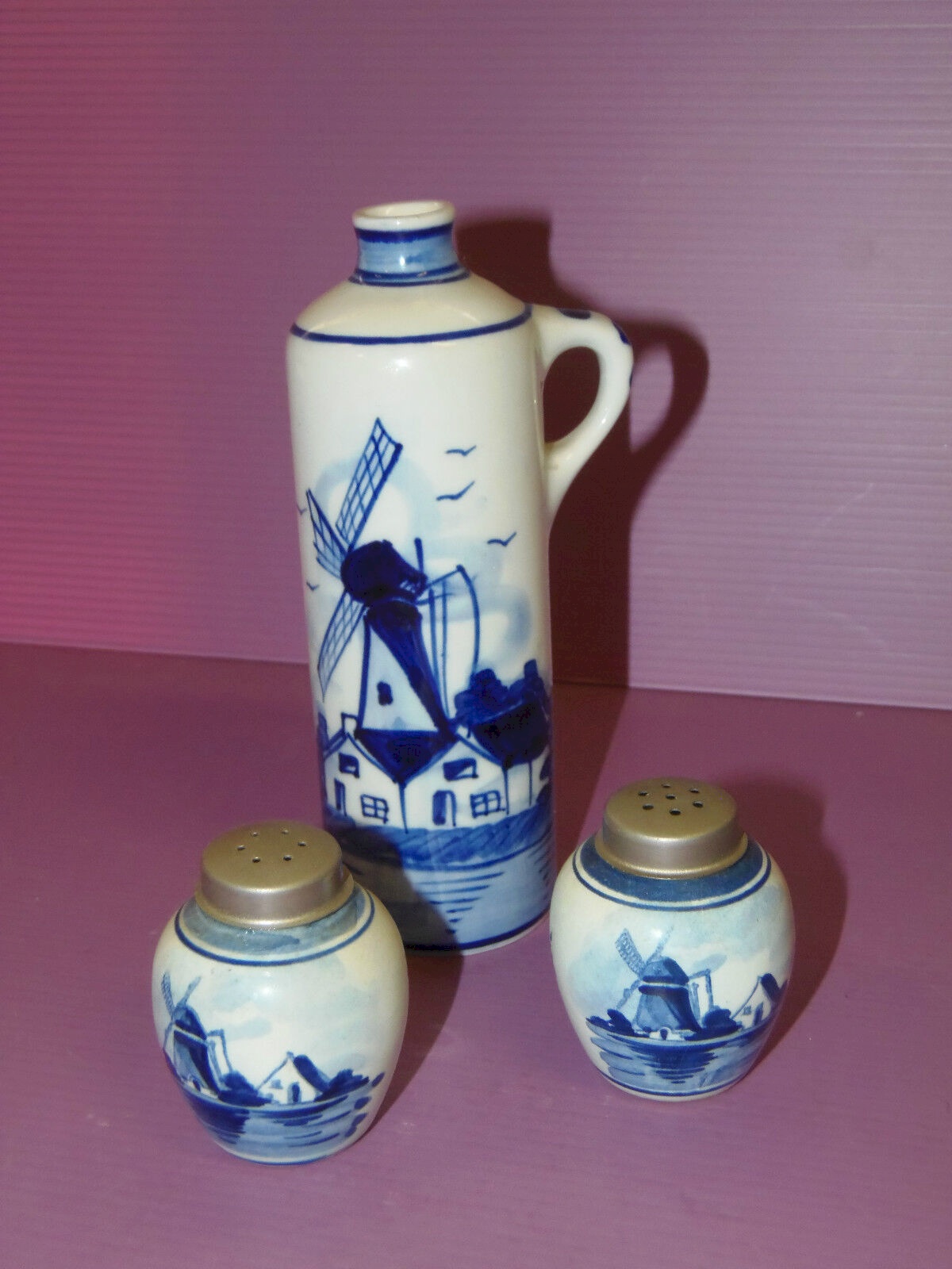 Vintage Salière et Poivrière Chiens Blancs en Céramique
