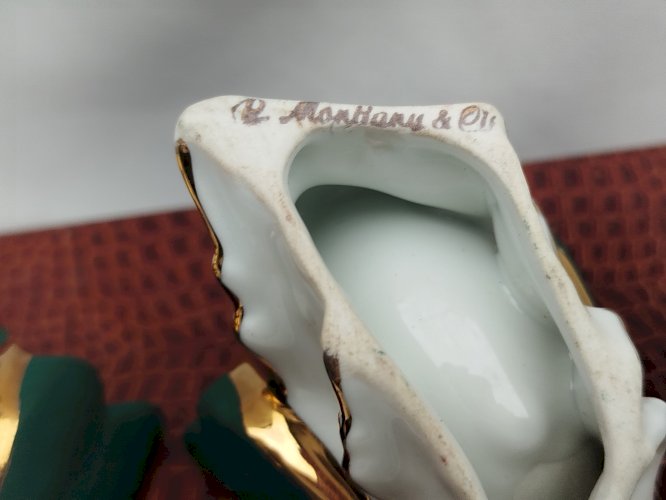 Salière et poivrière en forme de papillon, porcelaine, manufacture illisible, ancien 