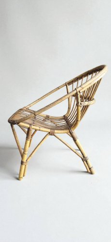 Salon, fauteuils et table en rotin 1960s