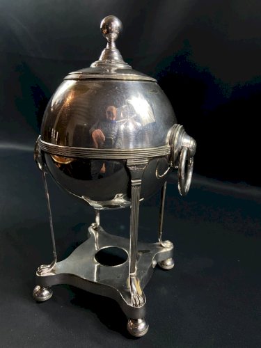 Samovar fontaine à eau chaude en métal argenté anglais fin XIXe