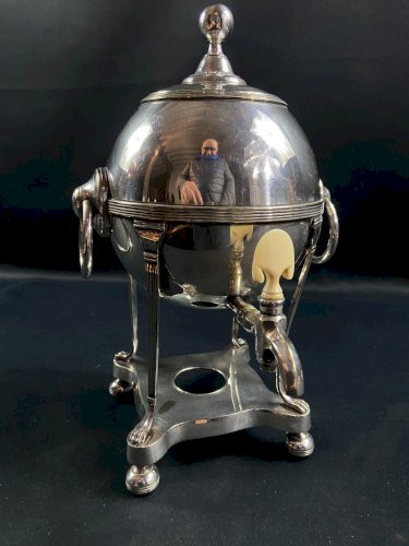 Samovar fontaine à eau chaude en métal argenté anglais fin XIXe