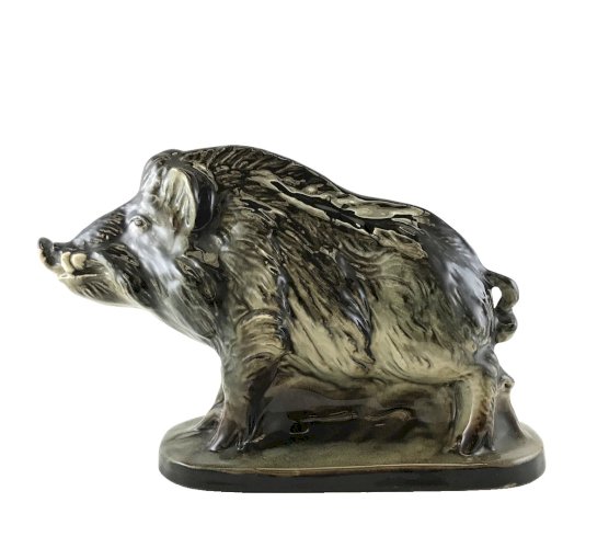 Sanglier Saint-Clément – Grande statue céramique vintage 30 cm – France