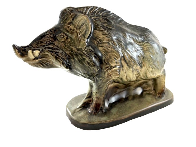 Sanglier Saint-Clément – Grande statue céramique vintage 30 cm – France